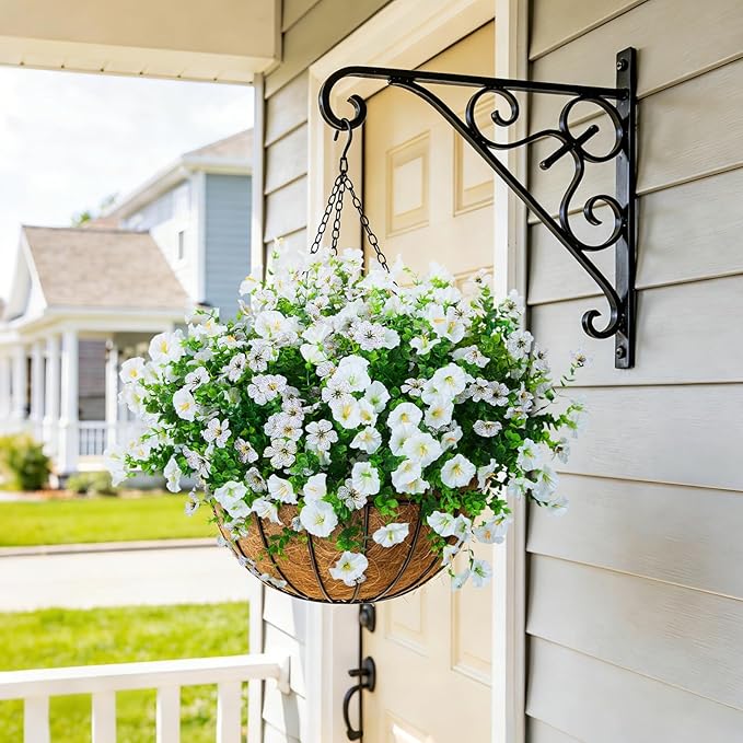 Hrobek Artificial Flowers for Outdoors Faux Plants Outside Indoor,Realistic UV Resistant Silk Fake Daisy Morning Glory for Home Patio Garden Back Yard Front Porch Decor Spring Summer(12 Bunches,White)