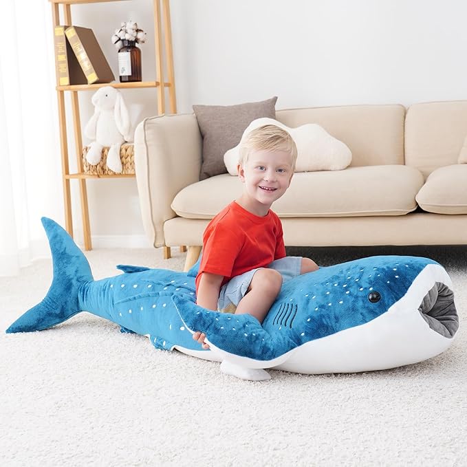 Mukouxun Giant Whale Shark Plush Pillow Toy - Realistic Big Stuffed Animal