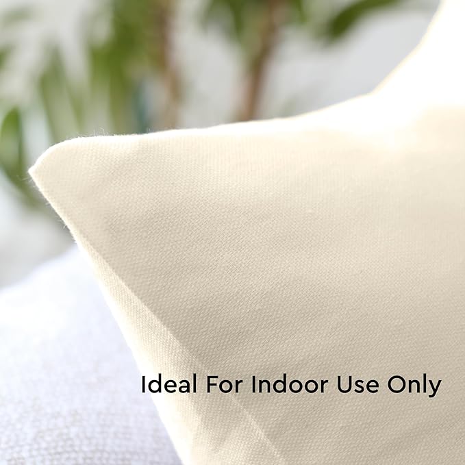 Encasa XO Throw Pillow Covers 12x20 in Set of 2 Natural | No Inserts | Cotton Pillow Covers for Living Room, Bed, Sofa, Couch | Decorative Cushion Covers with Improved Zipper