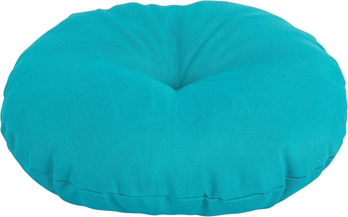 Magpie Fabrics Outdoor 15"x15"x4" Round Bistro Seat Cushions with Ties Set of 2, Tufted Waterproof Patio Floor Chair Pads for Home Garden Balcony Kitchen Office Porch, Teal