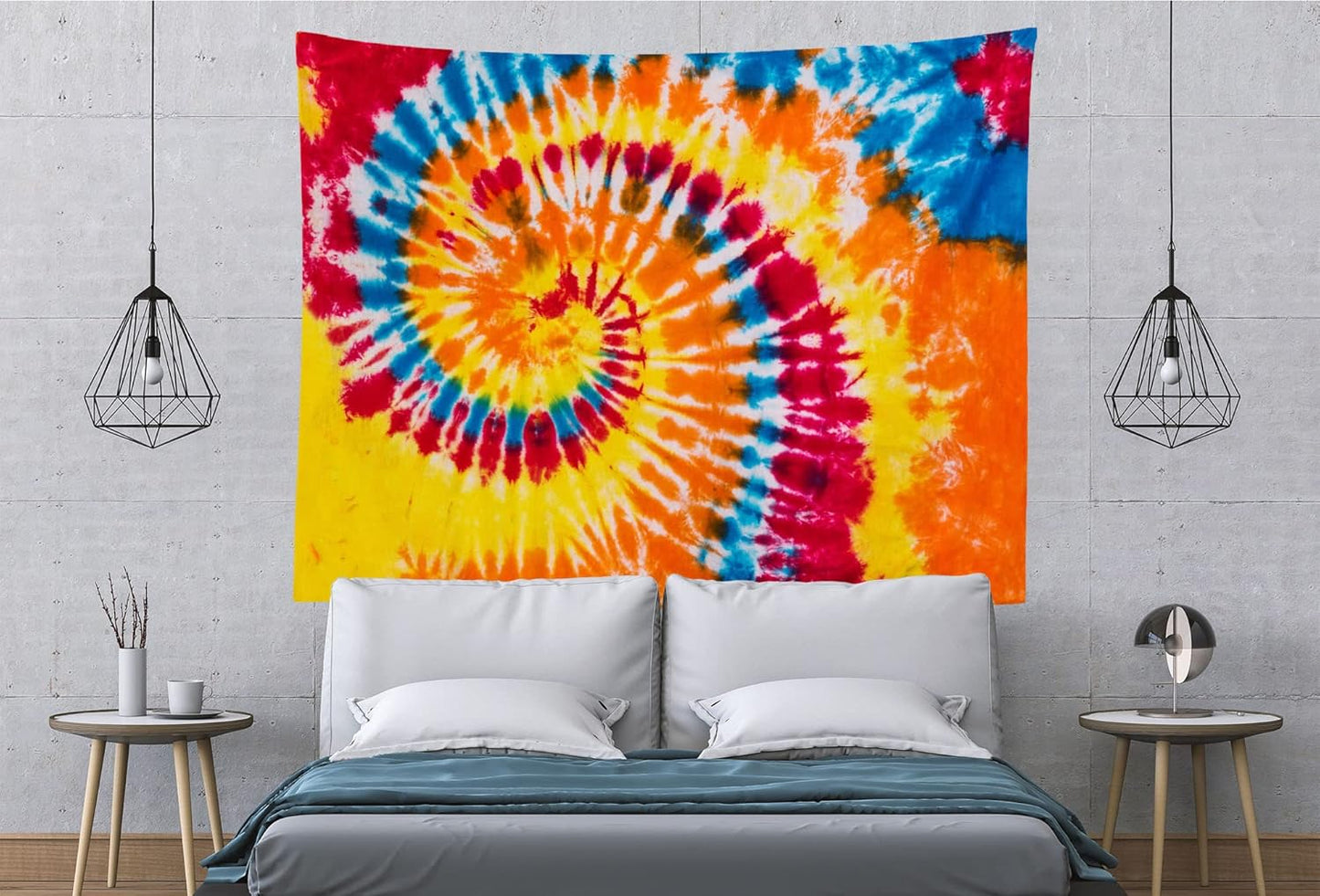 BELECO Tie Dye Tapestry Wall Hanging 70x47 Inch Colorful Spiral Tie Dye Party Decorations Watercolor Rainbow Tapestry 60s 70s Hippie Supplies Tie Dye Tapestries for Bedroom Living Room Dorm Decor