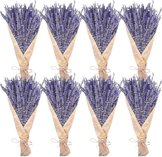 8 Bundles Dried Lavender Bundles, Uieke Natural Dried Lavender Flowers 1200 Stems 16“ for Home Weeding Decoration Flower Arrangements Photo Props Home Decor