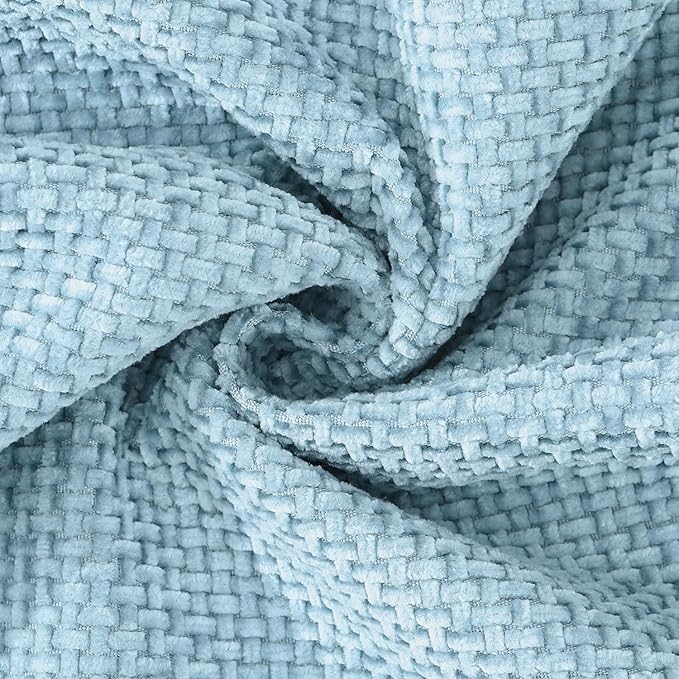 MADIZZ Decorative Chenille Velvet Throw Pillow Covers Set of 2 Soft Boho Textured Neutral Couch Throw Pillow for Bed Modern Farmhouse Home Decor for Sofa Livingroom Light Blue 18x18 Inch