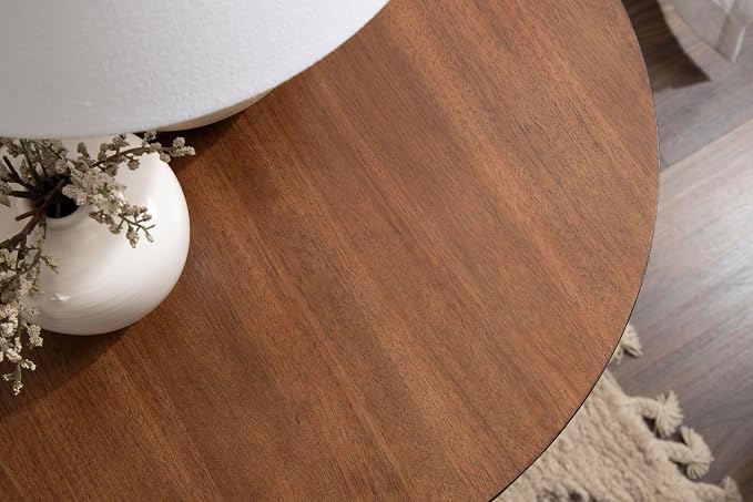 Kate and Laurel Foxford Tiered Round Side Table; 22 x 22 x 24; Walnut Brown; Transitional Two-Tier Circle Nightstand Table with Storage and Resilient Wood Construction for Bedroom Decor