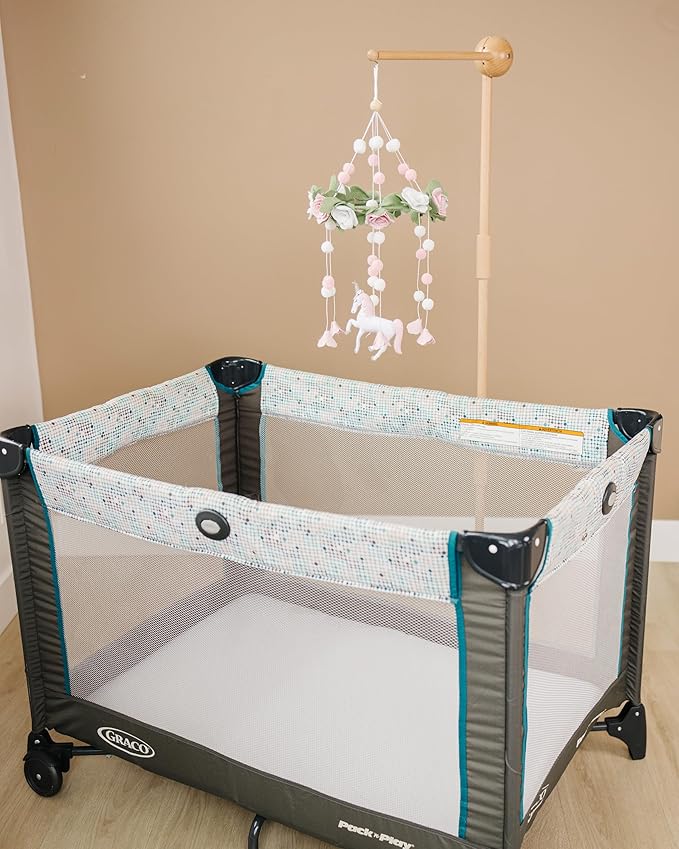 Crib Mobile Arm Wooden Floor Stand, Baby Mobile Arm for Crib & Bassinet, 360° Adjustable Height Universal Fit, 100% Natural Beechwood, Hanger Nursery Decor & Gift Accessories – Sorrel & Fern