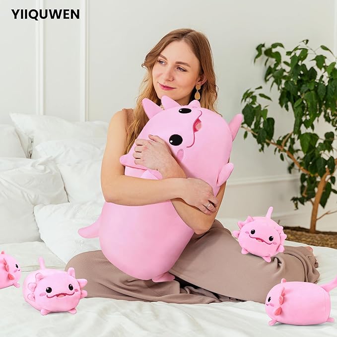 Axolotl Plush Cute Axolotl Stuffed Animal with 4 Baby Soft Pillow Valentine's, Birthday Gift for Girls Boys Kids Decor