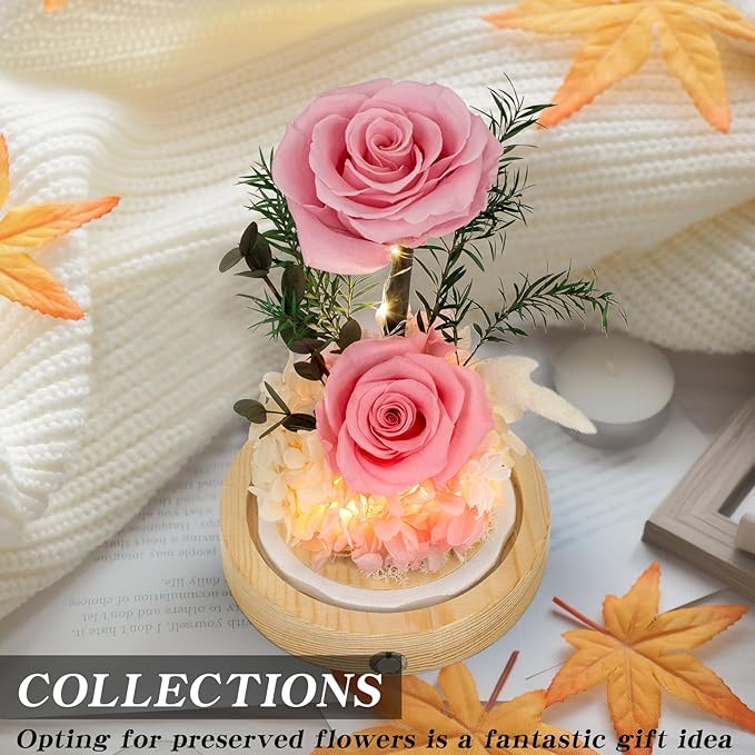 Preserved Roses & Fresh Flowers Bouquet – Gift for Women, Roses that Last Forever, Flowers for Delivery Prime – Birthday, Mother’s Day & Christmas