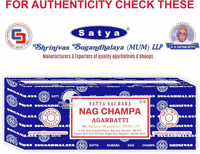 Satya Sai Baba Nag Champa Agarbatti, 250gms Hand Rolled Fine Quality Incense Sticks for Purification, Relaxation, Positivity, Yoga, Meditation (NC250 Pack of 2)