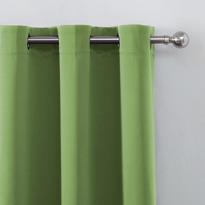 LEMOMO Light Green Thermal Blackout Curtains/38 x 63 Inch/Set of 2 Panels Room Darkening Curtains for Bedroom