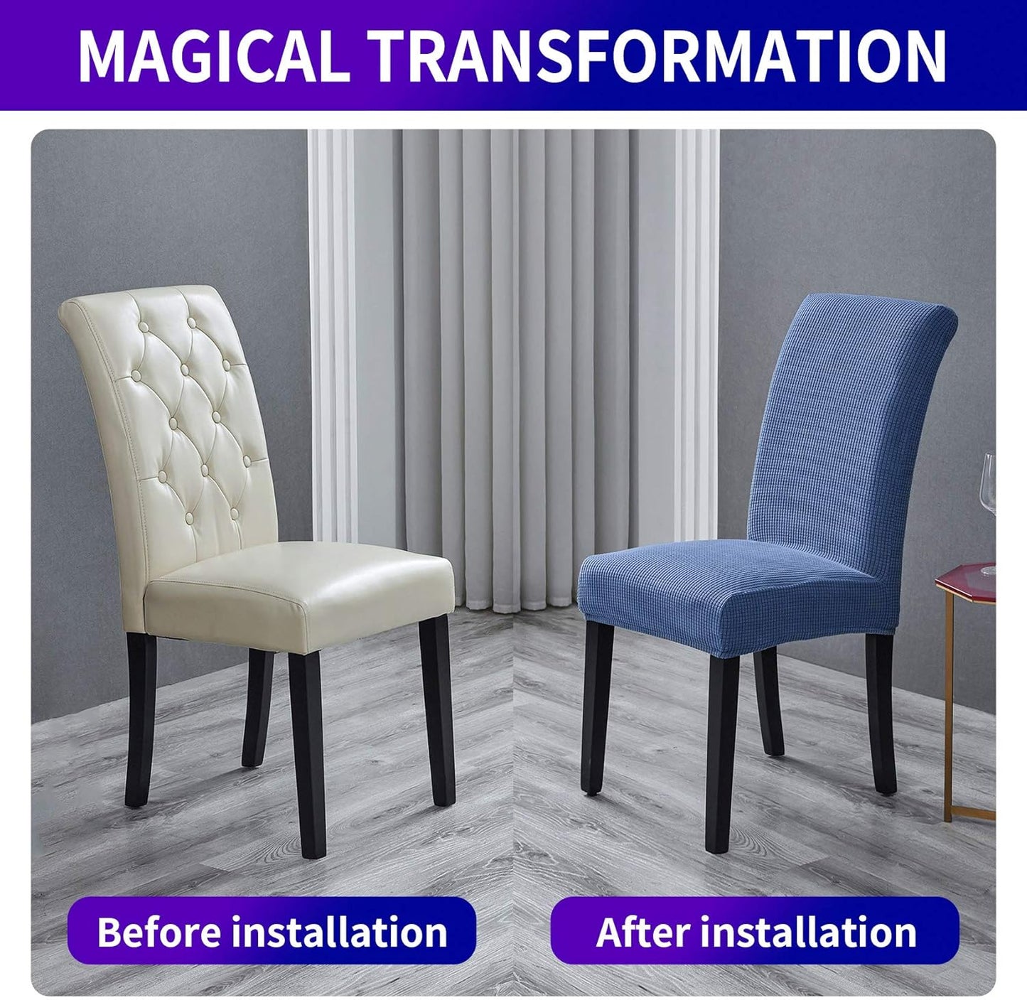 Howhic Stretch Chair Covers for Dining Room Set of 6, Removable Dining Room Chair Covers, Dining Chair Slipcovers Seat Protector, Great for Home and Banquet Decoration (Periwinkle Blue, 6 Pack)