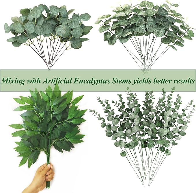 40Pcs Italian Ruscus Greenery Stems 18" Artificial Silk Greenery Leaves for DIY Bouquet Filler Table Centerpieces Home Indoor Decor