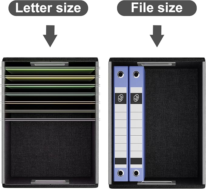 Portable Leather File Organizer Boxes with Lids, Collapsible File Folder Organizer Boxes, Decorative Small Filing File Cabinet for Home/Office, Easily Store Documents/Hanging File Folders