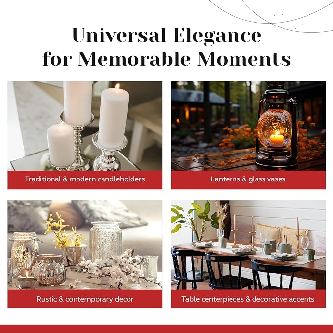 Unscented Pillar Candles - Set of 4 Vanilla Pillar Candles - 3x9 Slow Burning Large Candles for Weddings & Table Centerpieces, PARNOO