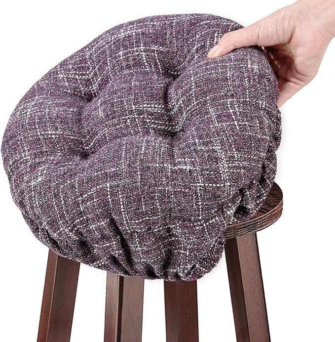SINOSSO Modern Bar Stool Cushion Dia.14, Fashion Interweaving Design Anti-Skid Silicone Round Stool Seat Cushion Cover Padded (Purple, L,1)
