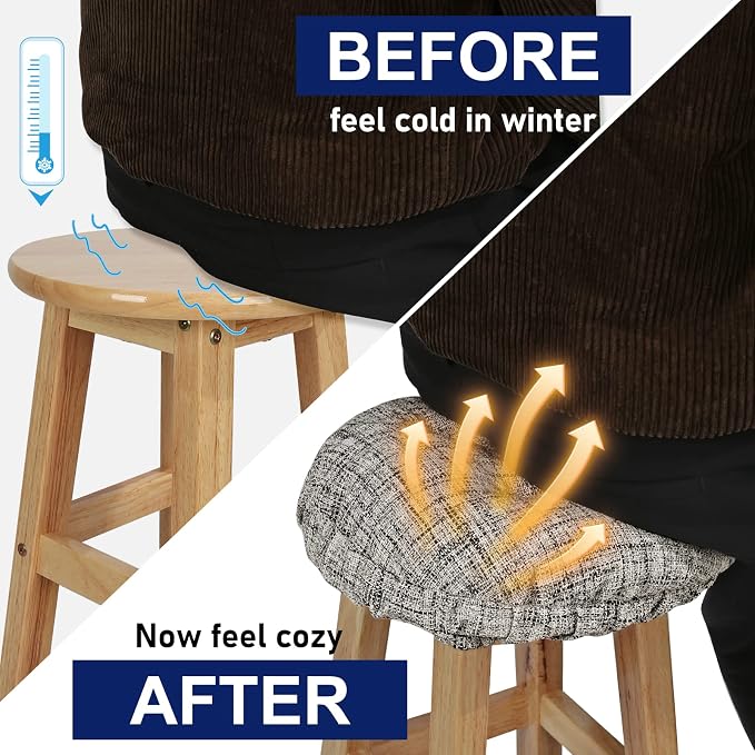 SINOSSO Modern Bar Stool Cushion Dia.14, Fashion Interweaving Design Anti-Skid Silicone Round Stool Seat Cushion Cover Padded (White, L,1)
