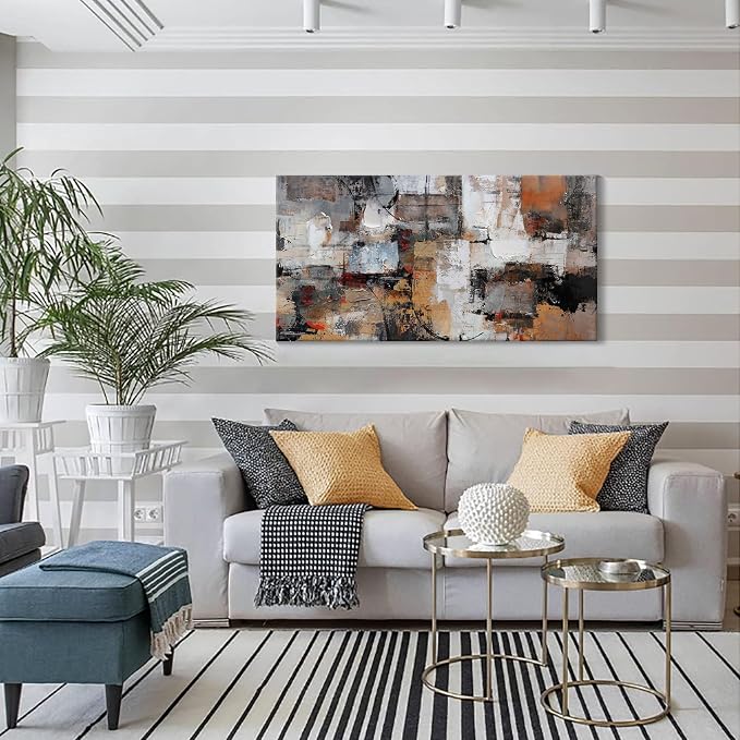 Pogusmavi Abstract Canvas Wall Art, Modern Minimalist Painting, Brown Room Decor, Framed Wall Art for Living Room, Bedroom, Office, 20x40IN