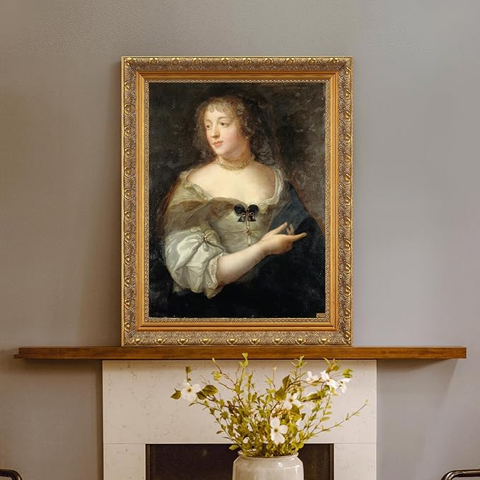 DIY Canvas Frame for 18x24 Painting, 2.4" Wide Antique Gold Ornate Wood Frame, Vertical or Horizontal Display for Vintage Art Prints Gallery Wall Decor (No Plexiglass & Backing Board)