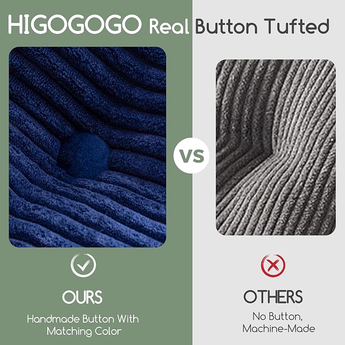HIGOGOGO Papasan Chair Cushion with Corduroy Cover (Without Chair), 48 x 48 Inch Supportive Cushion, Overstuffed Chair Cushion,Dark Blue
