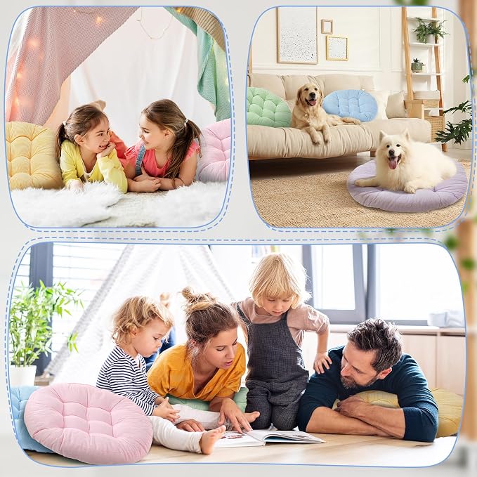 Jerify Floor Pillow Cushions Large Round Square Large Meditation Floor Pillow for Classroom Adult Meditation Picnic Party Seating Learning Daycare School(Round, 6 Pcs)