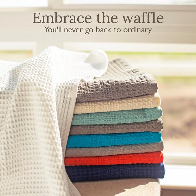 GILDEN TREE Waffle Towels for Bathroom, 100% Cotton Quick Dry Towel, Waffle Bath Towels Large, Absorbent Lightweight Travel Towel, Bath Towels Set of 2, Classic Style (Cream)