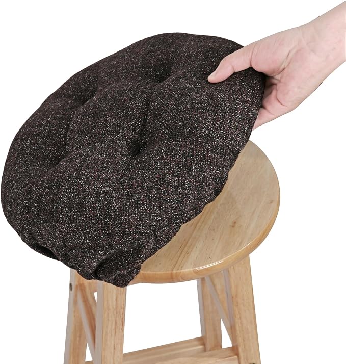 SINOSSO Modern Bar Stool Cushion Dia.13, Fashion Interweaving Design Anti-Skid Silicone Round Stool Seat Cushion Cover Padded (Dark Brown, M,1)
