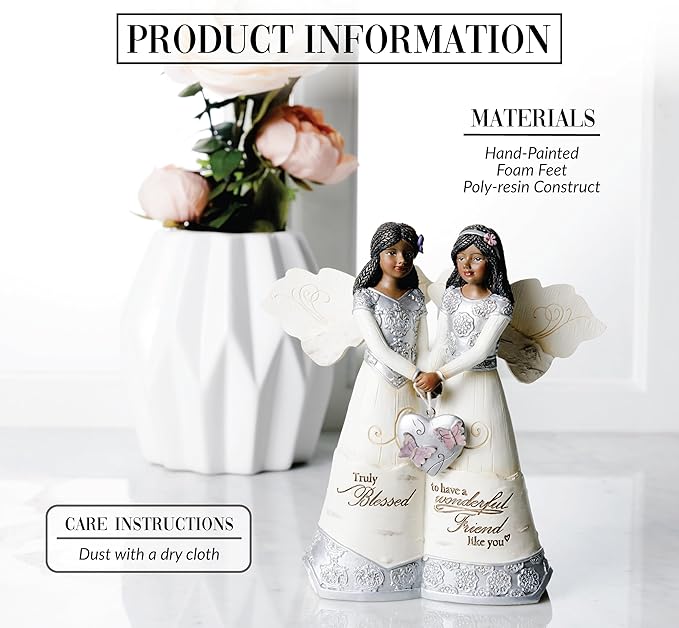 Pavilion - Wonderful Friend - 5.5" Double Ebony Angel Figurine Religious Best Friend Bestie BFF God Jesus Lover Christian Christ Gift Present