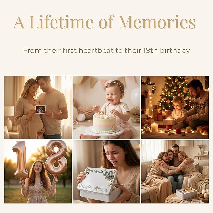 Time Capsule: White Metal Memory Box with a Beautiful Design to Treasure Special Moments/Gift for Babies,Kids & Adults/Creates Lasting Memories and a Family Legacy/Unisex/9 x 6 x 2.5 Inch. (Black)