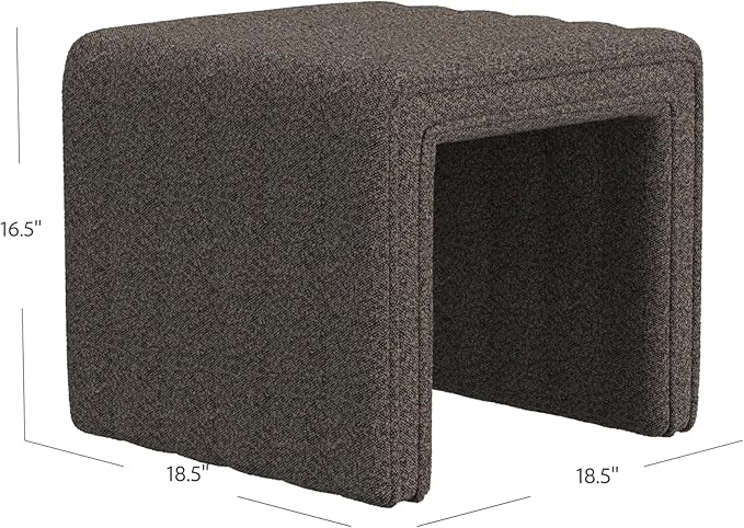 HomePop Modern Channel Tufted Ottoman|Homepop Home Décor|Ottoman for Living Room & Bedroom - Dark Brown Boucle