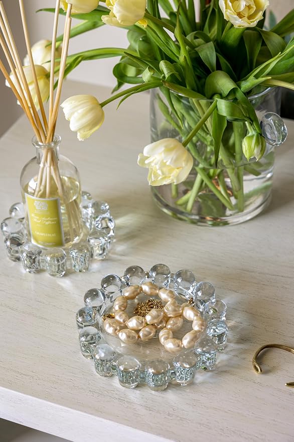Original Bubble Candle Dish Large by Alice Lane – Clear Glass Decorative Candle Holder for Home Decor, Large Candles & Diffusers