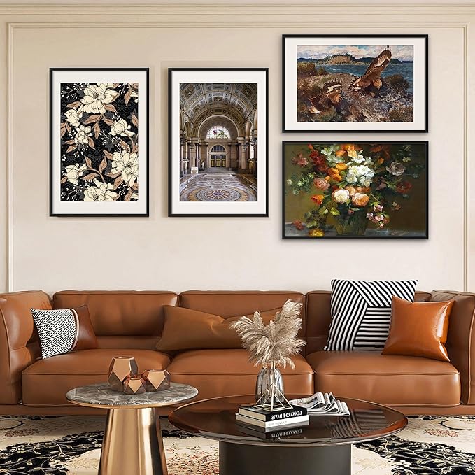 upsimples 24x36 Picture Frame Set of 5, Display Pictures 20x30 with Mat or 24x36 Without, Wall Gallery Photo Frames, Black