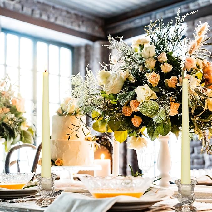 Clear Glass Candlestick Holders Taper Candle Holder Bulk 2.5 Inch Candle Stick Holder for Table Centerpiece Mantel Wedding Housewarming Gift Rustic Vintage Valentines Dinning Decoration