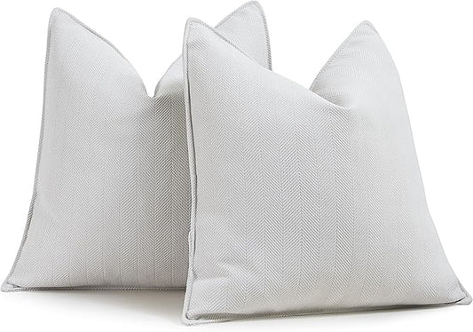 ZWJD Cream Pillow Covers 20x20 Set of 2 Chenille Throw Pillow Covers with Elegant Design Soft and Luxurious Decorative Throw Pillows for Couch, Bed, and Home Decor