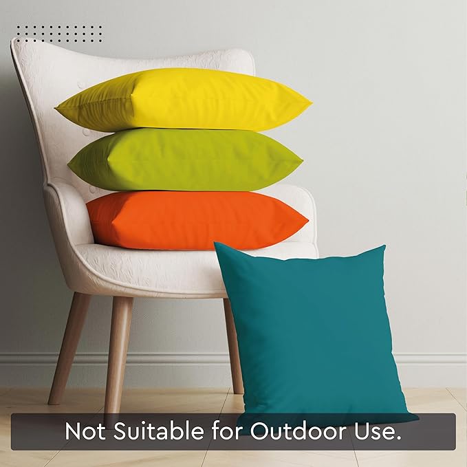 Encasa XO Throw Pillow Covers 24x24 in Set of 4 Bright Combo | No Inserts | Cotton Pillow Covers for Living Room, Bed, Sofa, Couch | Decorative Cushion Covers with Improved Zipper