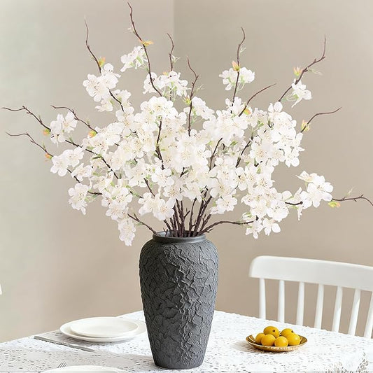 INXUGAO 12 PCS Faux Cherry Blossom Branches Decor 22.83 Inch Fake Artificial Cherry Flowers for Home Indoor Decoration Vase Arrangement Table Living Room Bedroom Spring Decor