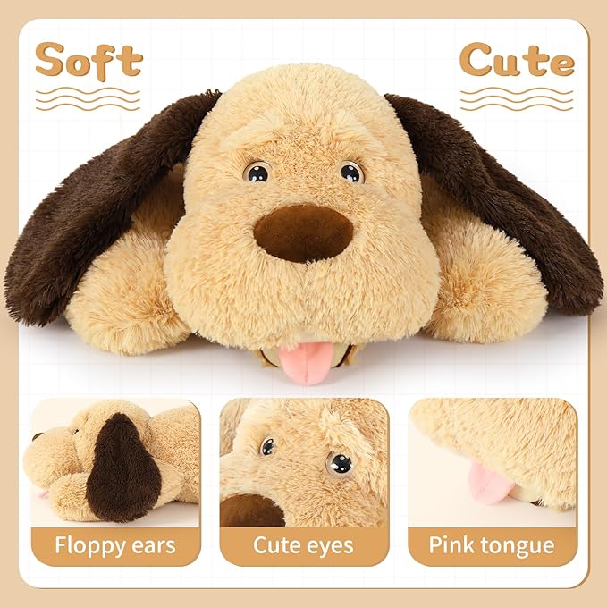 MorisMos Giant Dog Stuffed Animals, 31inch Large Dog Plush, Fluffy Soft Big Puppy Pillow Birthday Gift for Kids, Girls, Boys, Brown