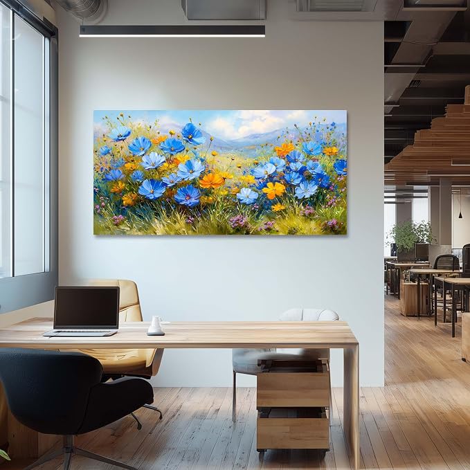 Ggaafet Bright Wildflower Wall Art for Living Room Canvas Oil Painting Prints Beautiful Floral Blooming Art Deco Pretty Flowers Artwork Office Bedroom Family Dining Room Decor Large