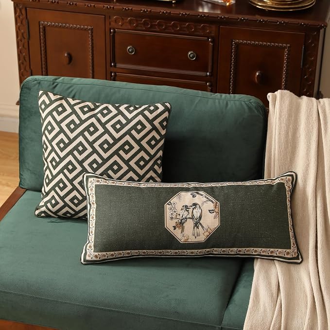 ISAENNE Vintage Elegant Linen Square Throw Pillow Cover,18"x18"-Murad B | Designer French Pillow Cover,Concealed Zipper Design,Sofa,Bedroom,Living Room,Lounge Chairs,All Season Home Decor