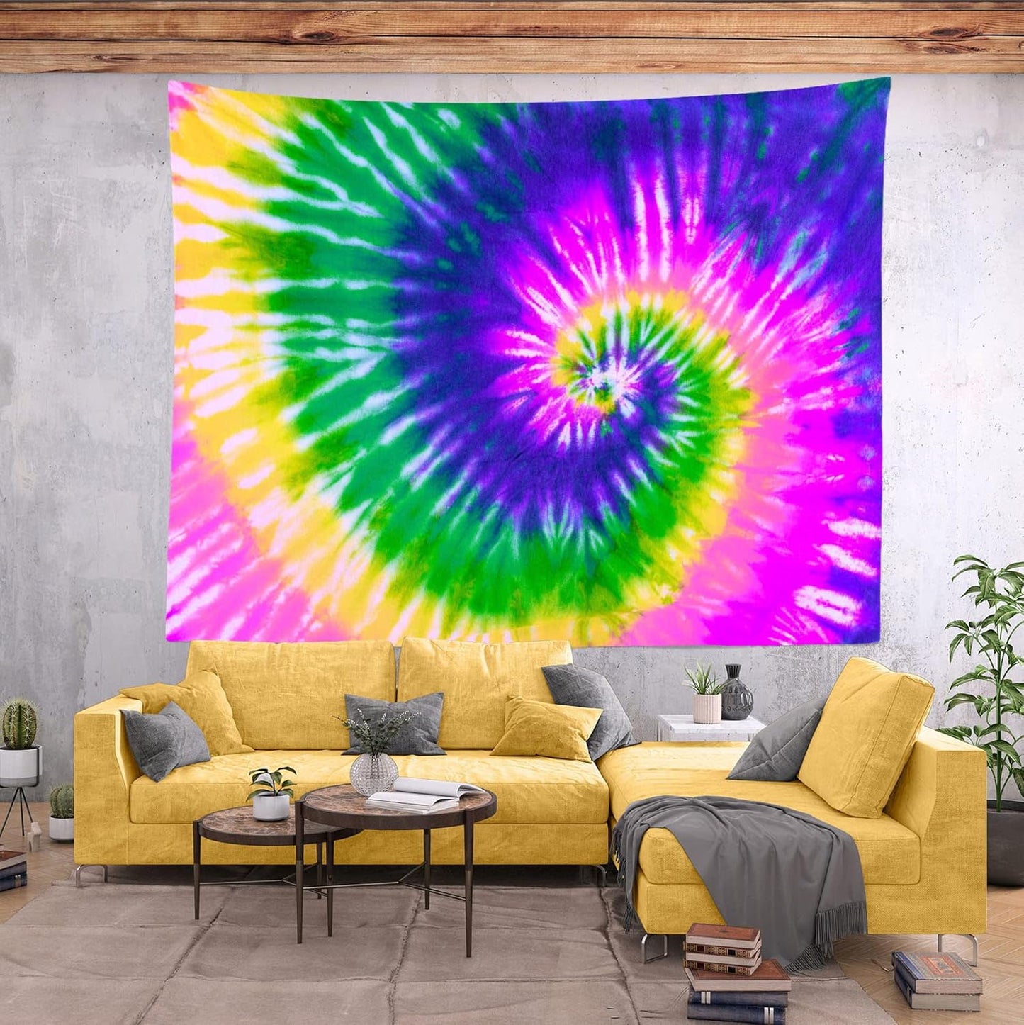 BELECO Tie Dye Tapestry Fabric Wall Hanging 92x70 Inch Hippie Tapestry 60's Tie Dye Wall Decor Watercolor Rainbow Spiral Tie Dye Art Tapestries for Bedroom Living Room Dorm Home Decor