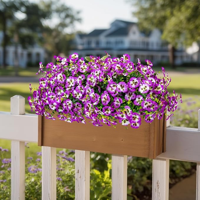 24 Pcs Artificial Fake Pansy Flowers for Outdoor,Faux Silk Plants Flowers UV Resistant Pansies Spring Flowers for Planter Front Door Porch Yard Patio Garden Window Box Home Decor(Red Lotus)
