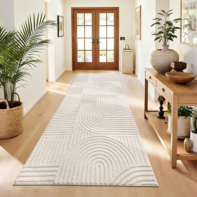 Pauwer 3x8 Washable Area Rugs for Living Room Modern Beige Solid Color Soft Fluffy Rugs for Bedroom Non Slip Boho Accent Indoor Mat Floor Carpet Cover for Kids Dining Room Kitchen Office
