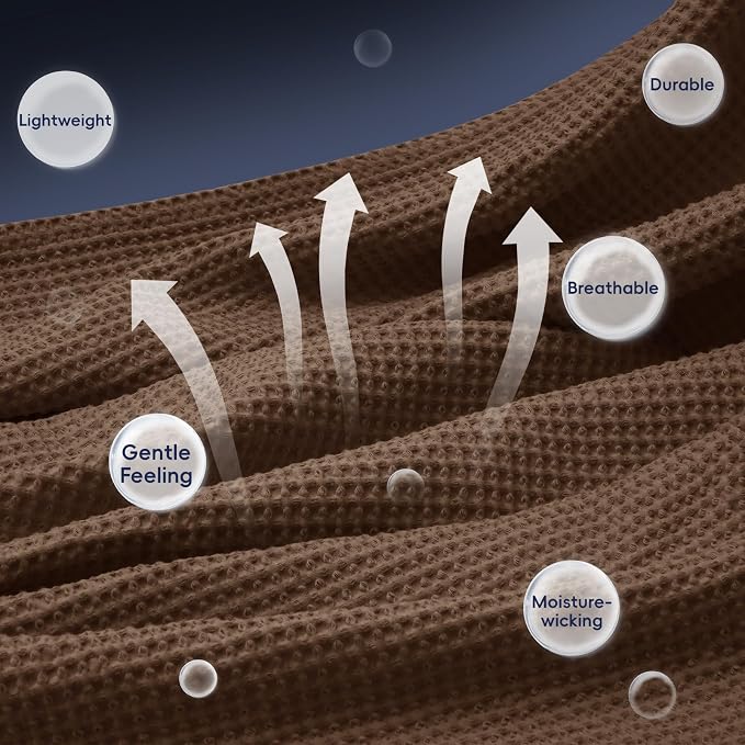 PHF Pre-Washed 100% Cotton Waffle Weave Blanket Twin Size for Bed,Snag Proof Throw Blanket for Couch Spring Summer Lightweight Breathable,Machine Washable, Home Decor Gift - Cappuccino