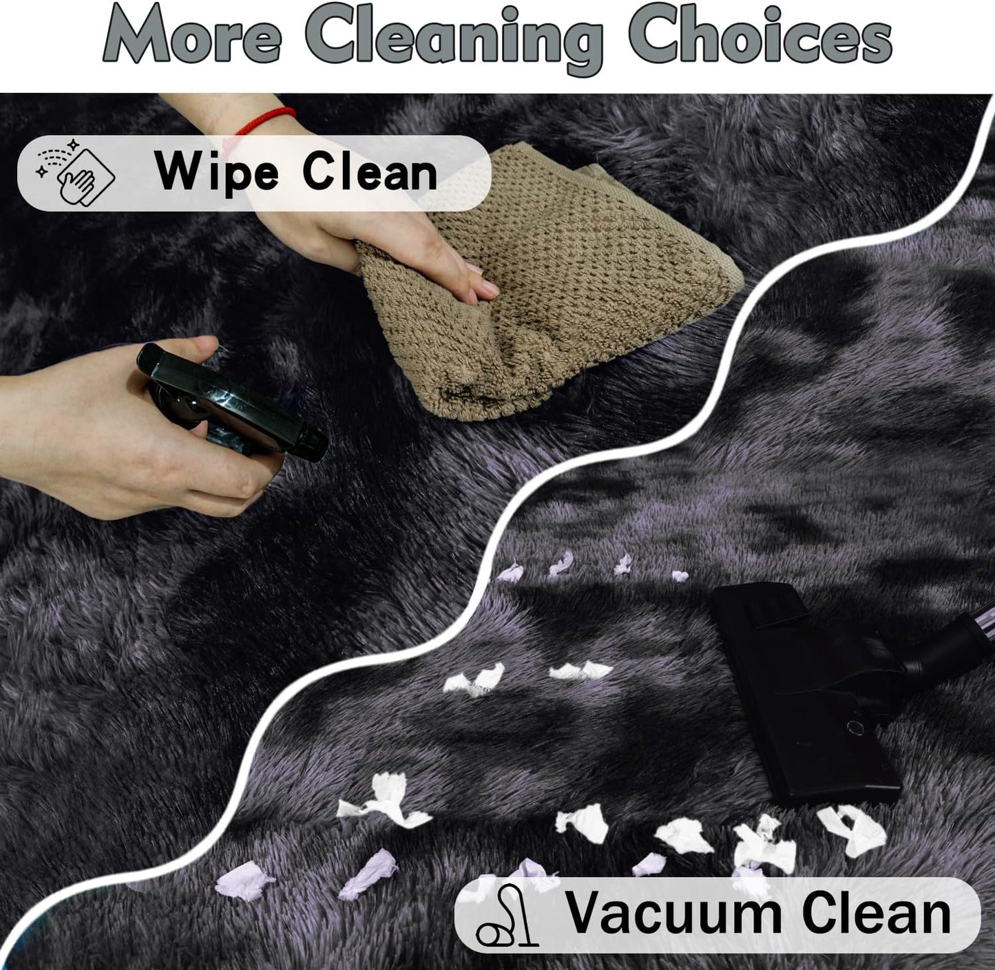 Rezutan Rugs for Living Room, Area Rug 4x6 Fluffy Rug Carpet, Soft Shaggy Modern Floor for Kids Boys Girls Bedroom, Plush Fuzzy Dorm,(Black Grey Tie-Dyed,4ft x 6ft)