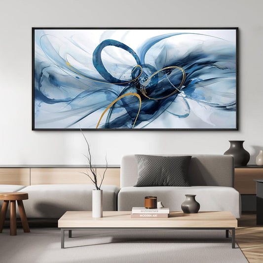 XLSJERST Large Wall Art - Blue and White Picture for Living Room Modern Abstract Canvas Wall Decor Artwork for Office Bedroom Home Decoration