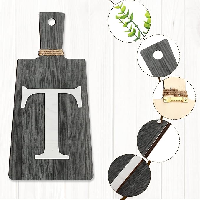Jetec Cutting Board Eat Sign Set Hanging Art Kitchen Eat Sign Farmhouse Fork and Spoon Wall Decor Rustic Primitive Country Kitchen Decor for Home over Cabinet Decoration(Black, White, Gray)