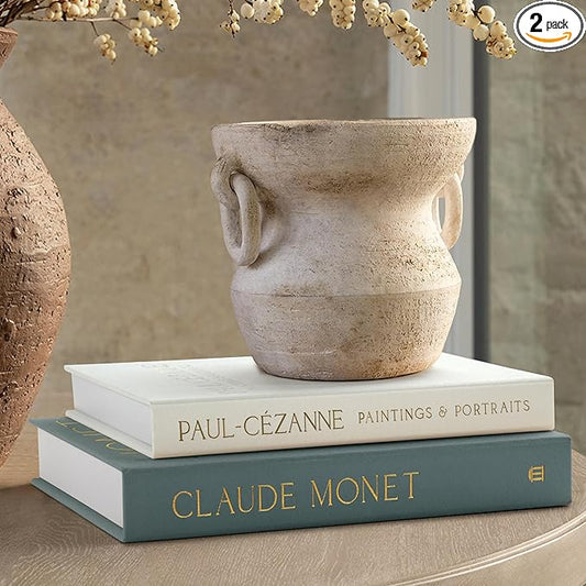 Aesthetic Decorative Books - Coffee Table Books Decor - Faux Decor Book Storage Box for Decoration - Set of 2 Linen Fake Book for Home Table Decors - Photo Storage Keepsake Box