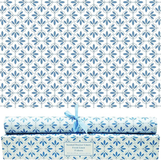 SCENTORINI 15 Sheets Drawer Liners for Dresser, Linen Scented Drawer Liners, Drawer Paper Liner 14.3x19.5 Inch, for Fragrant Drawer Liners for Home Shelf Closet