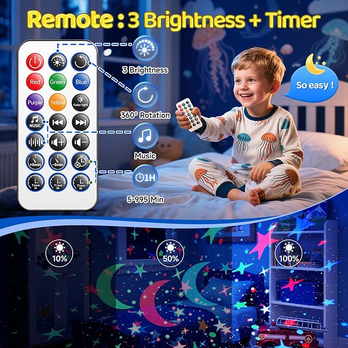 Baby Sound Machine for Kids Night Light Projector with Star, 30 Soothing Sounds White Noise Machine for Sleeping, 31 Color | 4 Films Baby Sleep, Remote+Timer+3 Brightness Sensory Light for Autism Toys