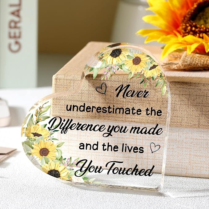 Yinder Thank You Gifts for Women Appreciation Gifts for Coworker Employee Nurse Teacher Leader Boss Inspirational Quotes Acrylic Desk Decor for Home Office Farewell Retirement