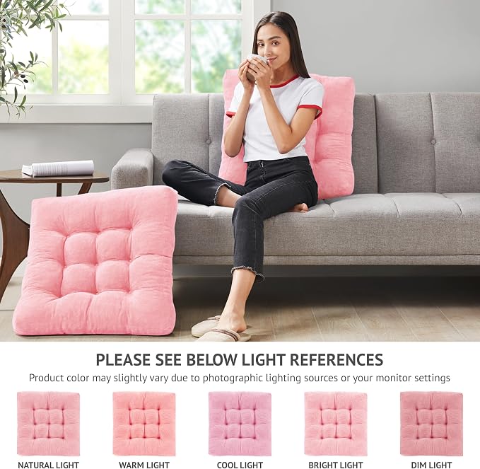 Degrees of Comfort Floor Cushion 6 Pack for Meditation, Home Office & Studio – Corduroy Soft Seating Set, 22 Inch, High-Density Foam, Square Shape, Pink