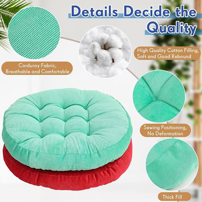 Jerify 4 Pcs Floor Pillow Cushions Large Round Square Large Meditation Floor Pillow for Classroom Adult Meditation Picnic Party Seating Learning Daycare School (Round,Colorful)